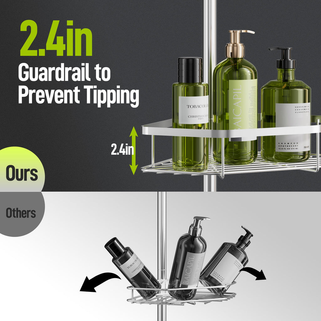 LazySpin 4-Tier Corner Shower Caddy - Dorm Room Essentials