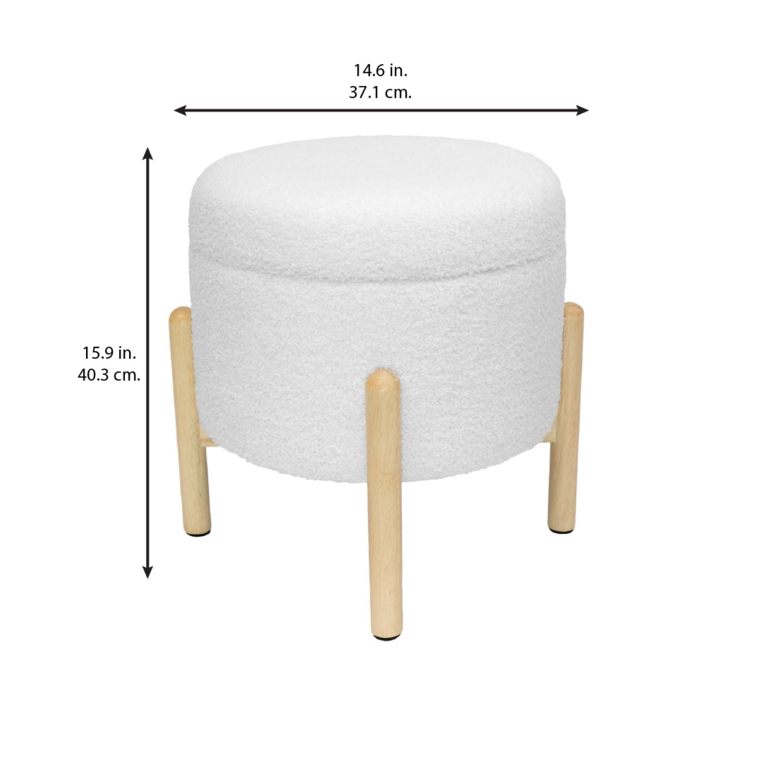 Modern Dowel Ottoman, Cream Boucle - Dorm Room Essentials