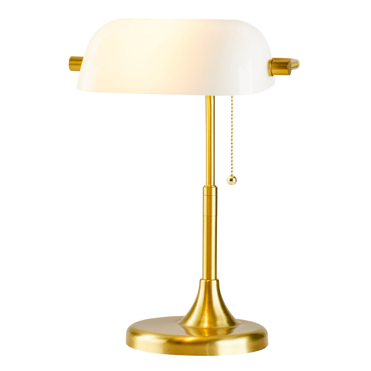 19" Gold/White Modern Glass Banker Desk - Modern Table Lamp