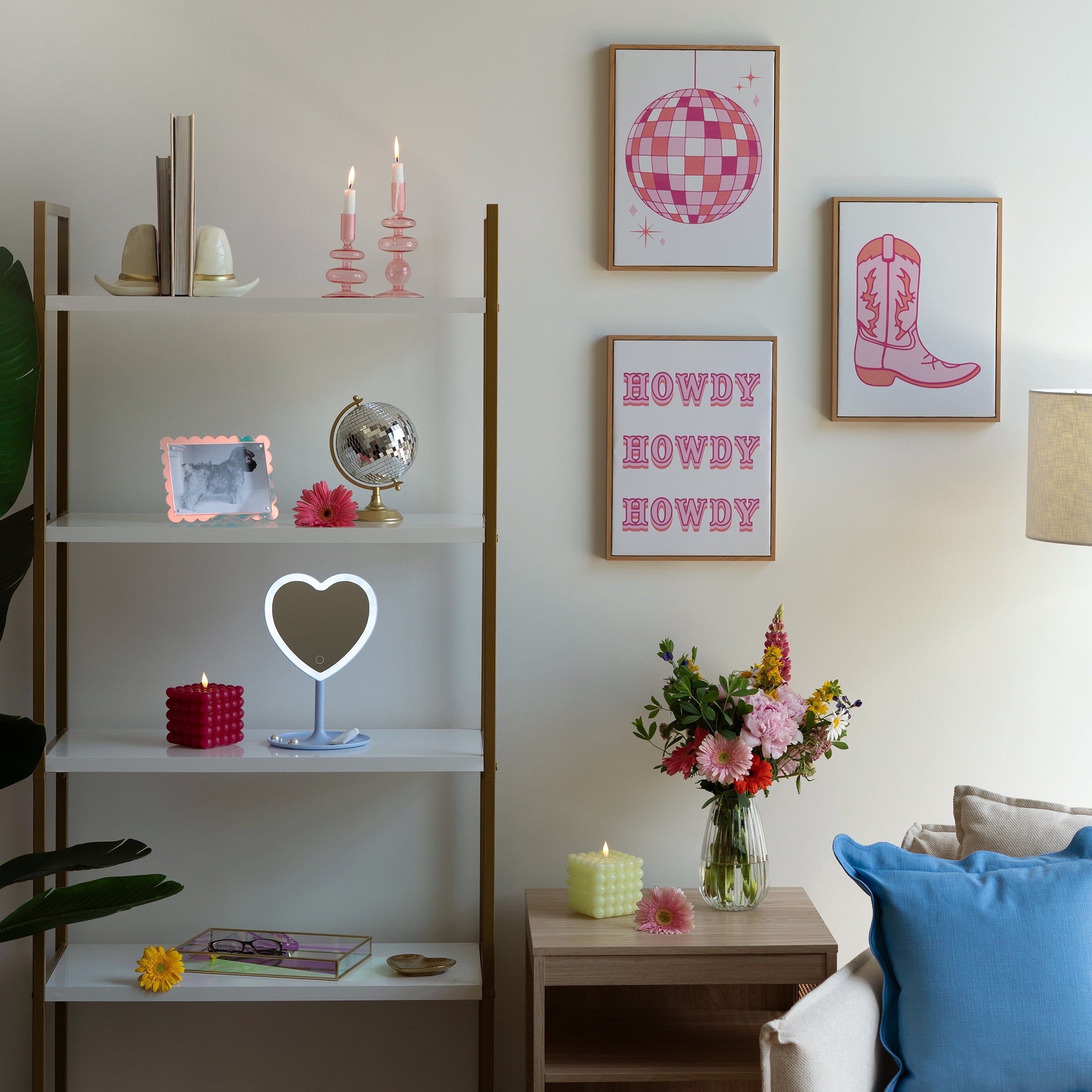3 Pc Set Pink Western Theme Wall Art, - Dorm Room Essentials