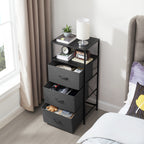 3 Drawer Fabric Nightstand with USB, - Dorm Room Essentials