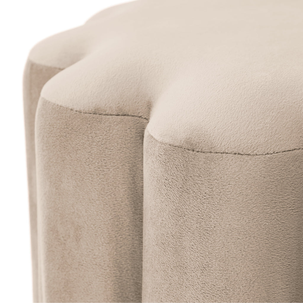 Lillian Velvet Tufted Ottoman, Beige - Dorm Room Essentials