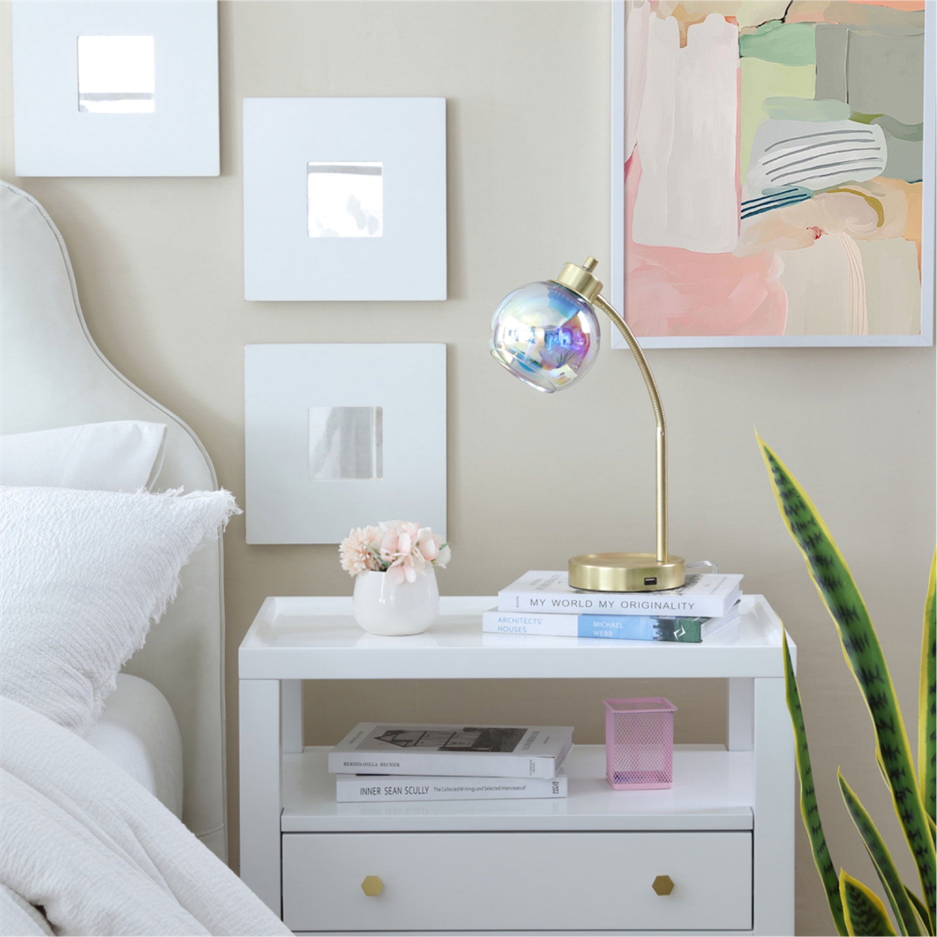 Iridescent Orb Lamp, Gold - Modern Table Lamp