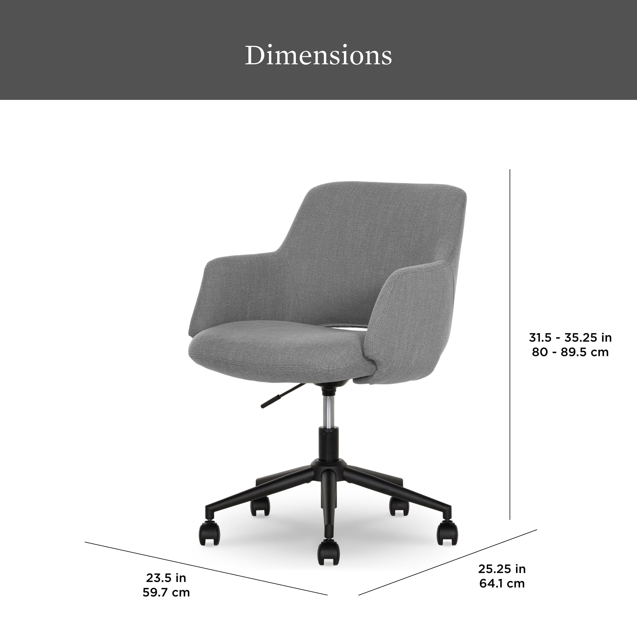 Lillian Office Chair, Gray - Dorm Room Essentials