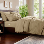 Queen Comforter Set, 7 Pieces Beige - Comforter Set