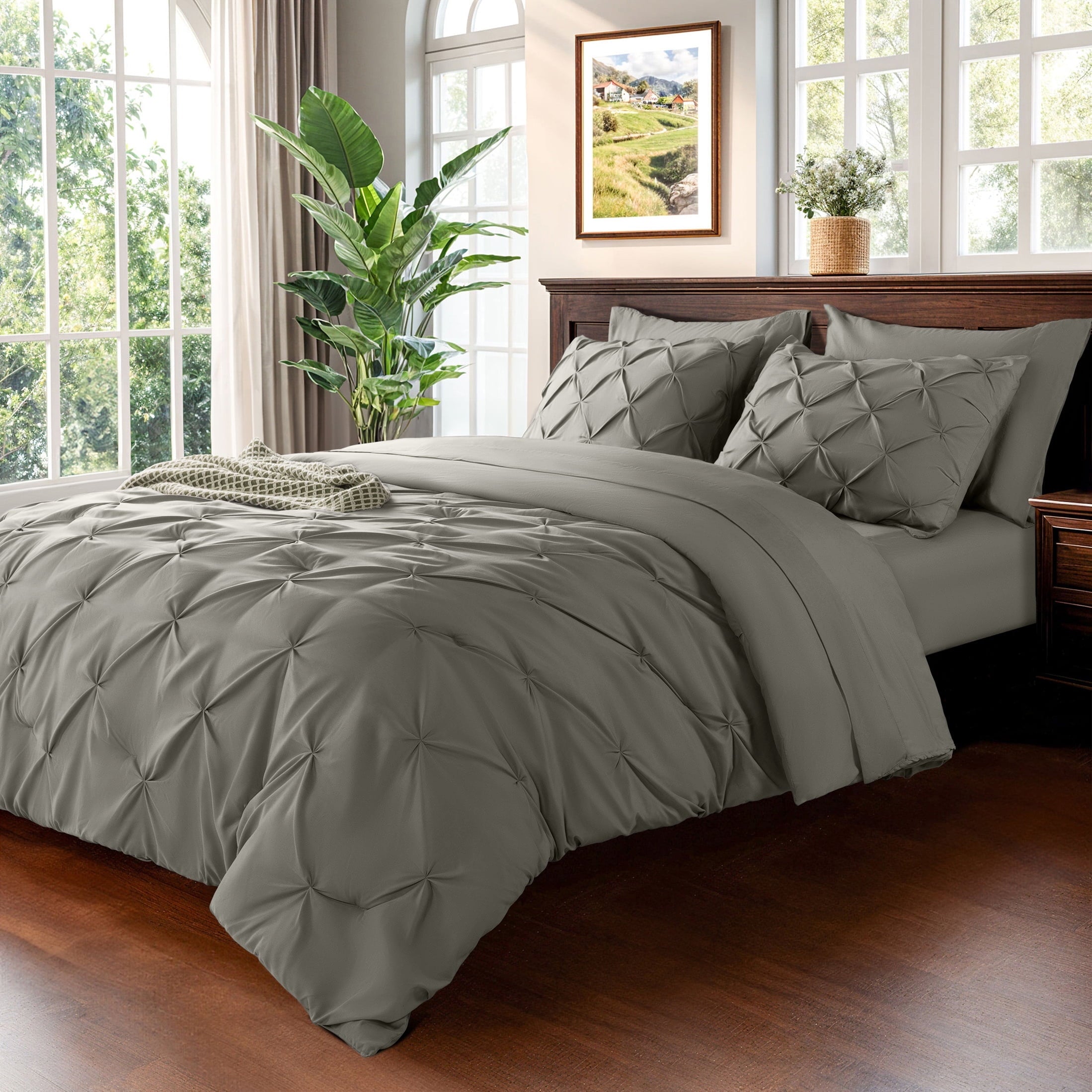 Queen Comforter Set, 7 Pieces Beige - Comforter Set