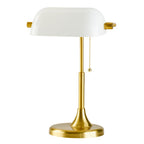 19" Gold/White Modern Glass Banker Desk - Modern Table Lamp