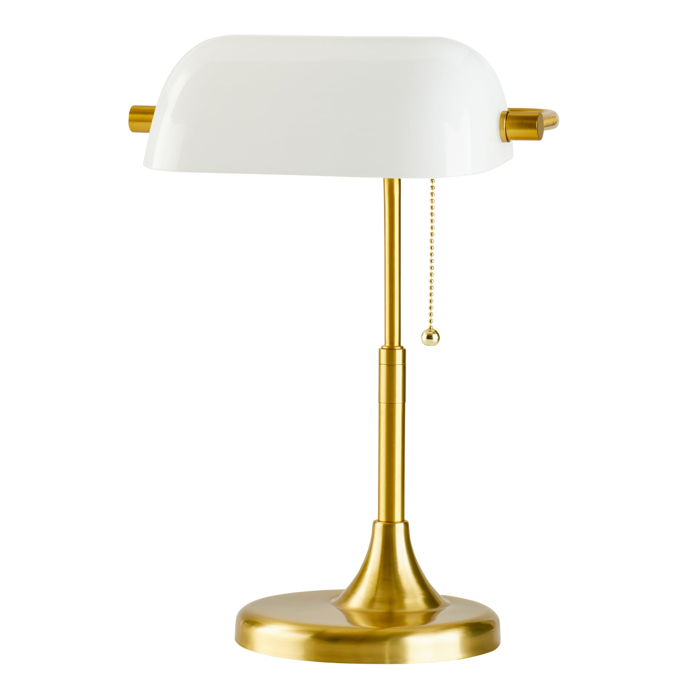 19" Gold/White Modern Glass Banker Desk - Modern Table Lamp