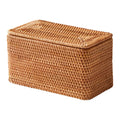 Brown Rattan Organizer Basket with Lid - Dorm Room Essentials