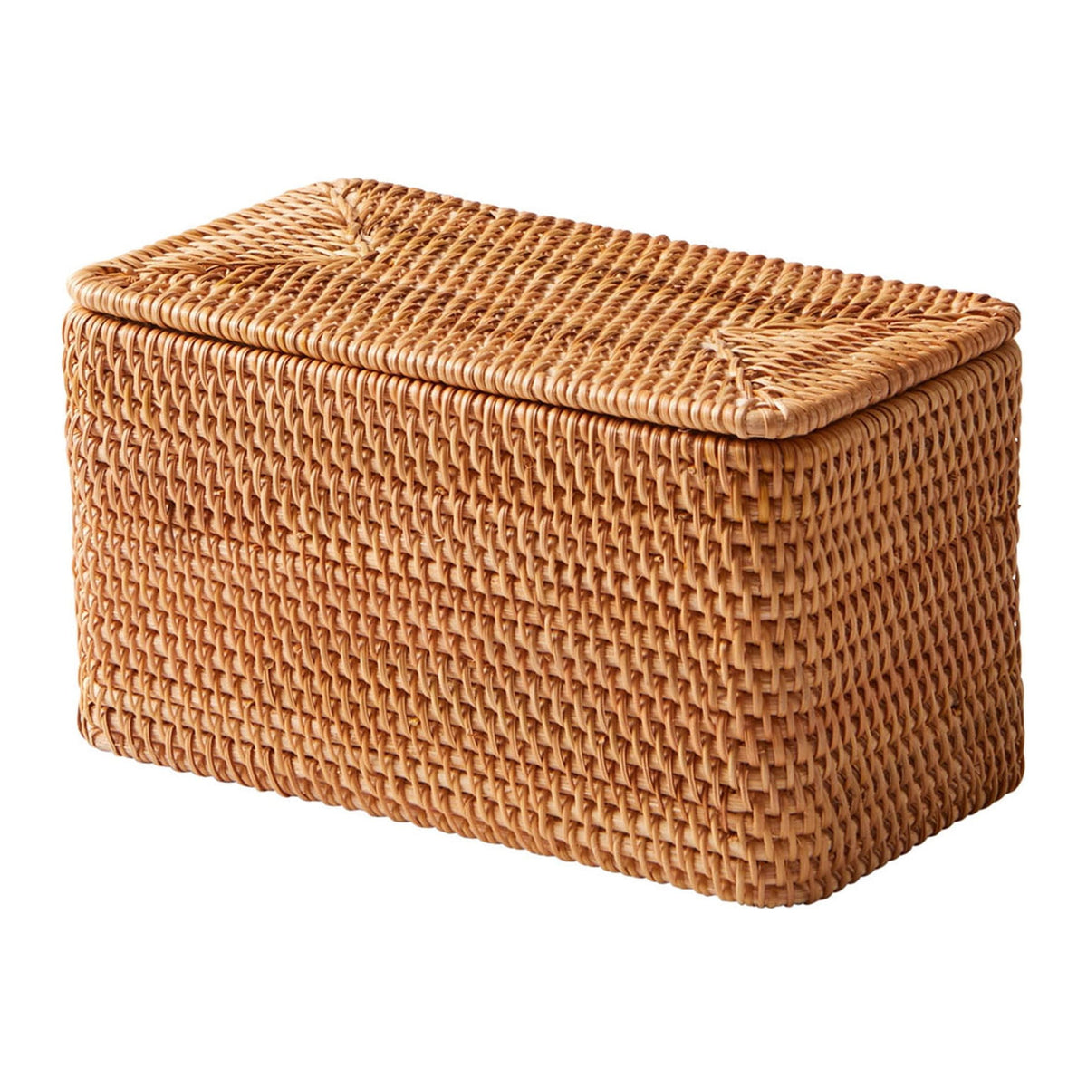 Brown Rattan Organizer Basket with Lid - Dorm Room Essentials