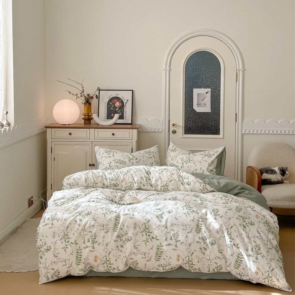 Floral Duvet Cover Queen Size 100% - Comforter Set