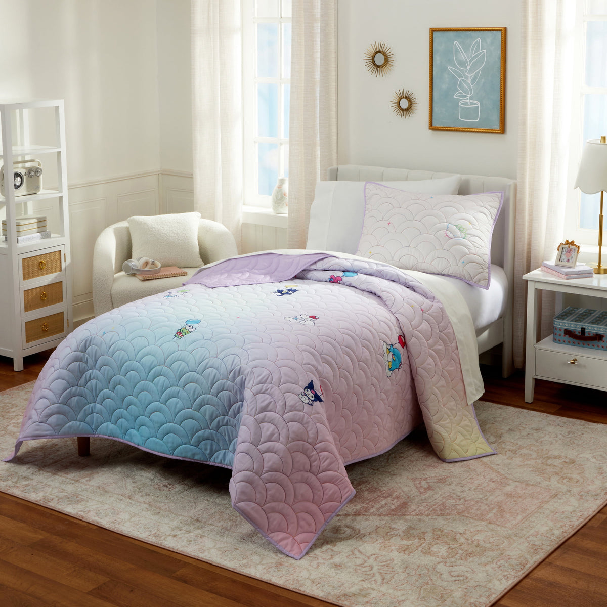 Hello Kitty and Friends Rainbow Ombre 2 - Microfiber Quilt Set