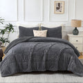 3 Piece Fleece Queen Comforter Set - - Comforter Set