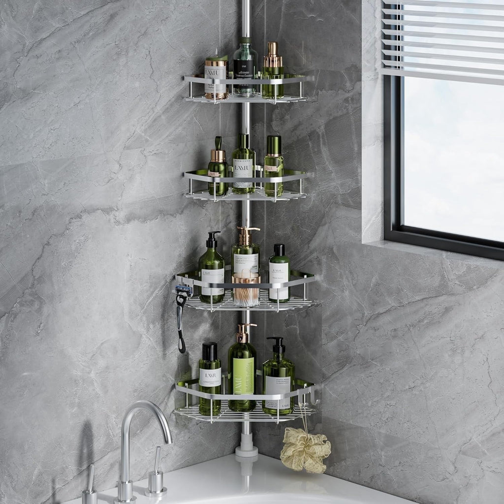 LazySpin 4-Tier Corner Shower Caddy - Dorm Room Essentials
