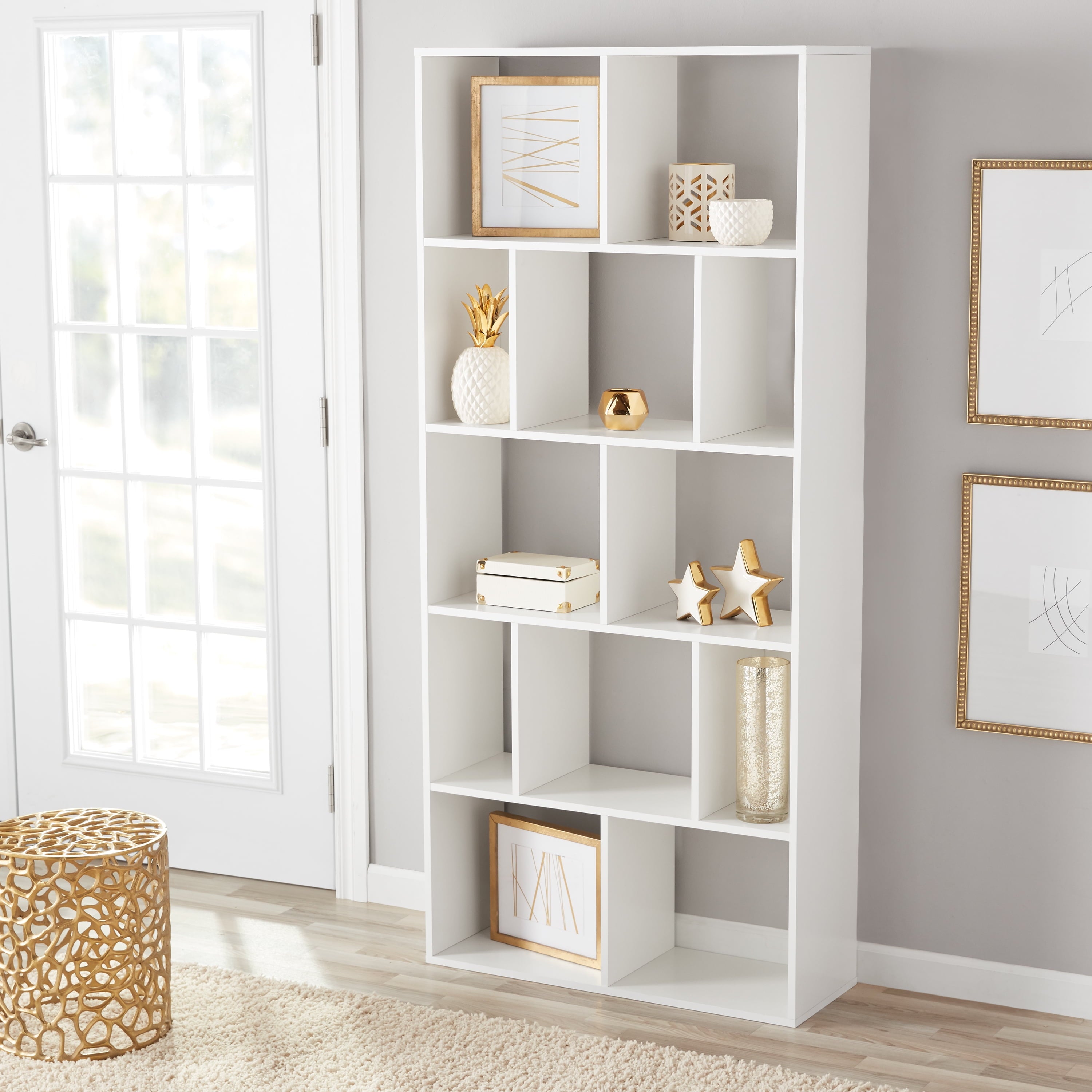 Modern 12-Cube Square Shelf Bookcase, - Bookcase Shelf