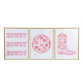 3 Pc Set Pink Western Theme Wall Art, - Dorm Room Essentials