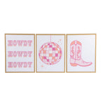 3 Pc Set Pink Western Theme Wall Art, - Dorm Room Essentials
