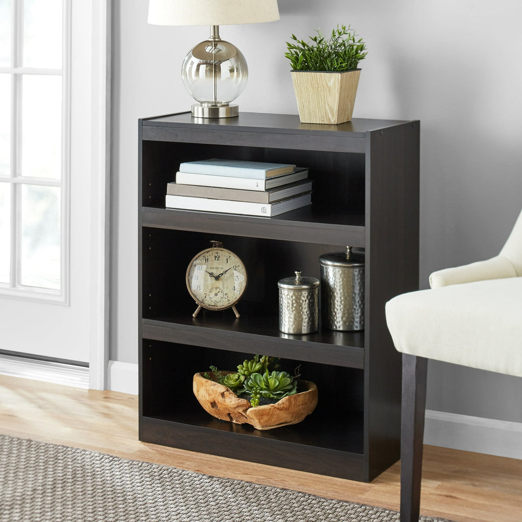 Framed 3-Shelf Bookcase with Adjustable - Bookcase Shelf