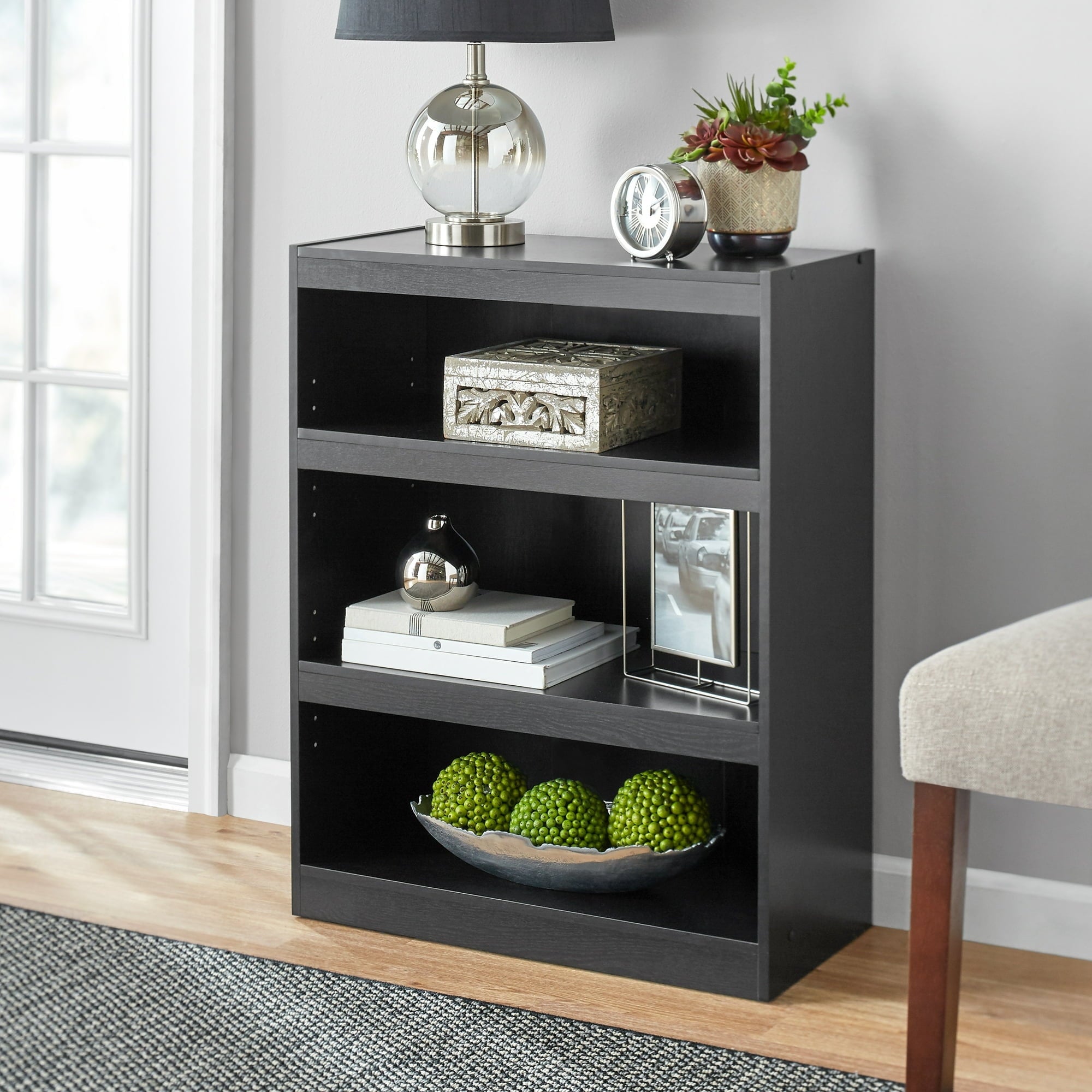 Framed 3-Shelf Bookcase with Adjustable - Bookcase Shelf