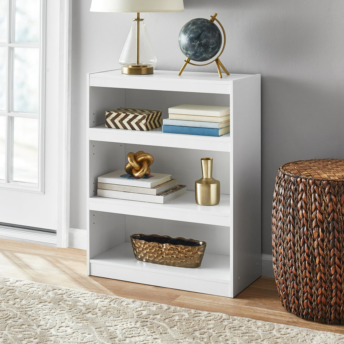 Framed 3-Shelf Bookcase with Adjustable - Bookcase Shelf