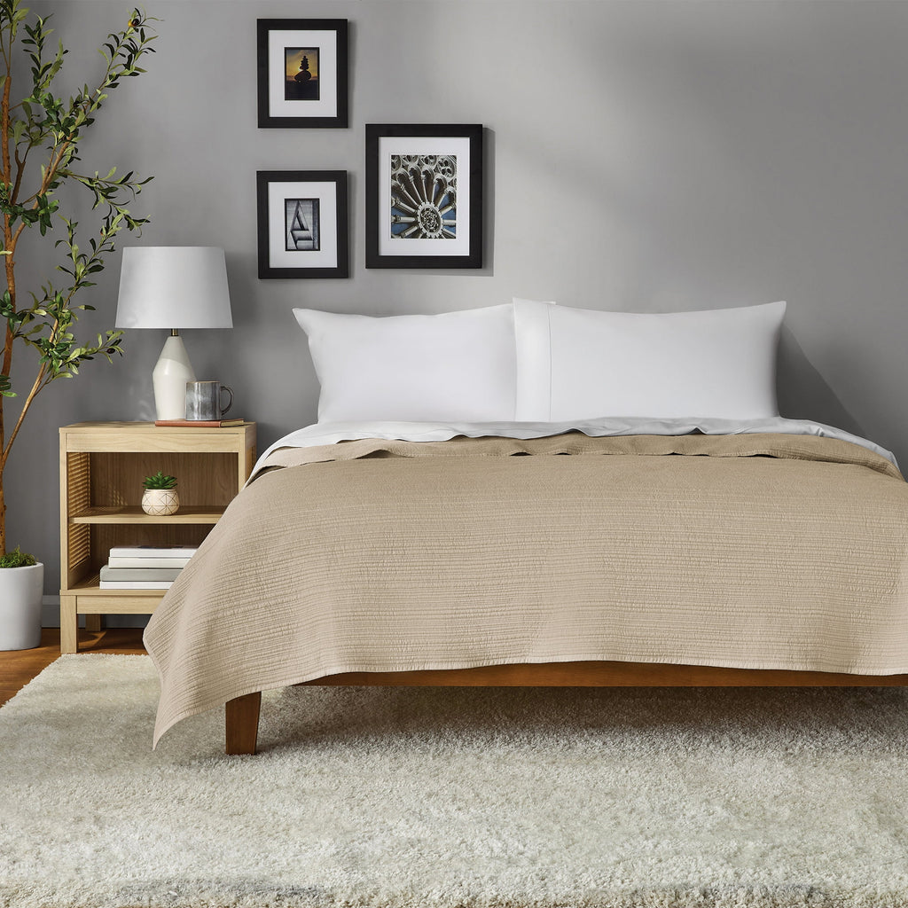 Garment Washed Stripe Quilt - Microfiber Quilt Set