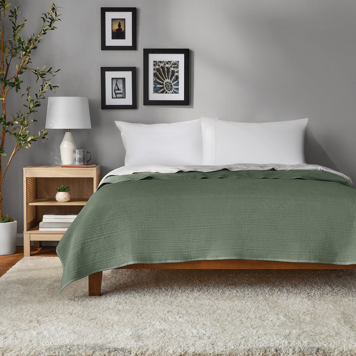 Garment Washed Stripe Quilt - Microfiber Quilt Set