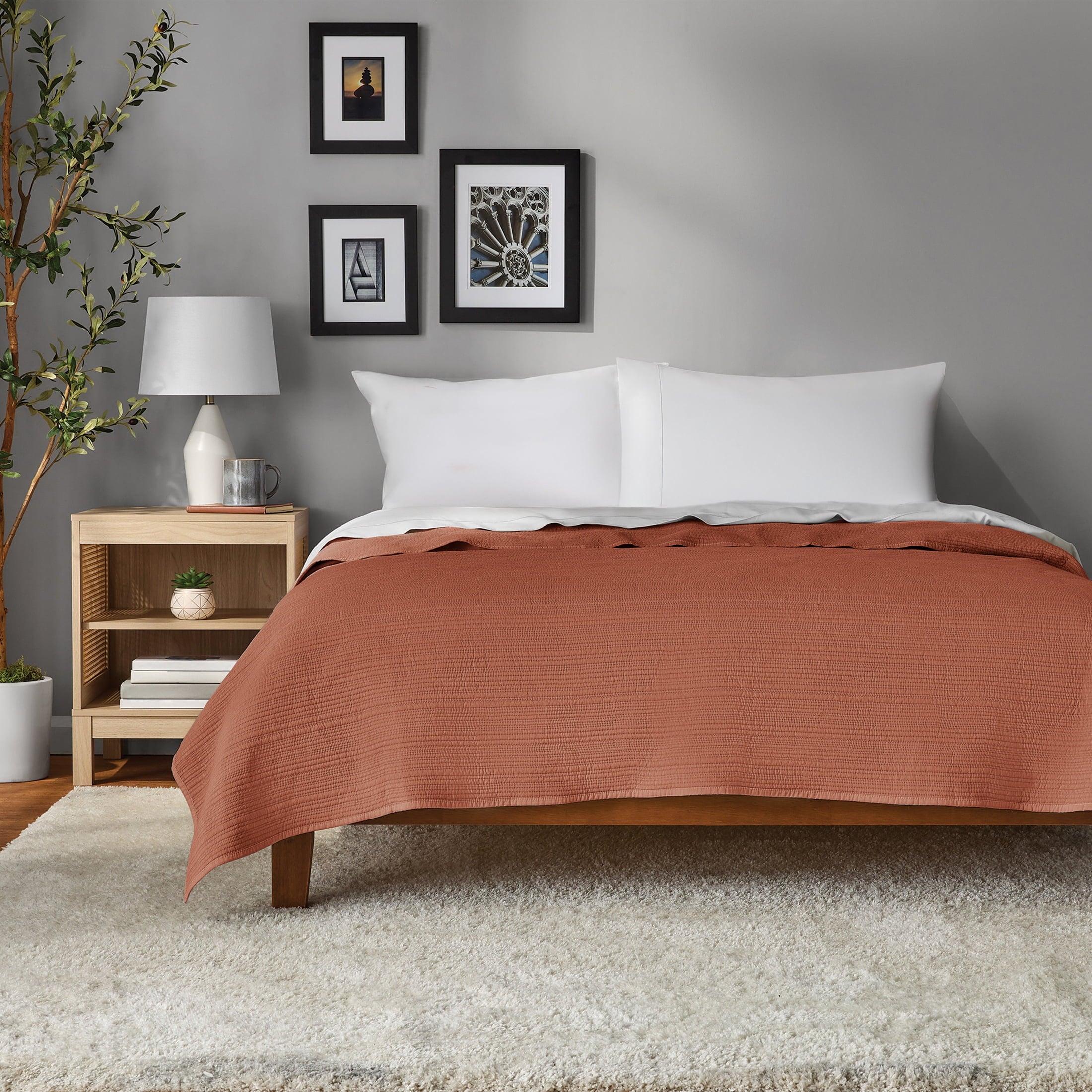 Garment Washed Stripe Quilt - Microfiber Quilt Set