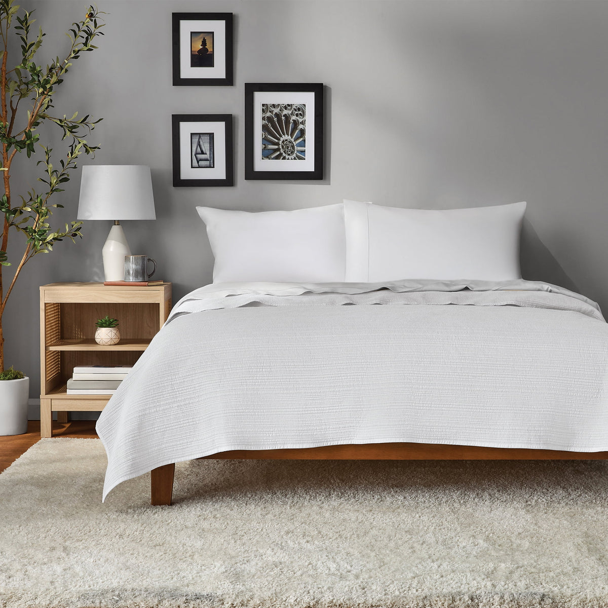Garment Washed Stripe Quilt - Microfiber Quilt Set