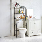 Over-the-Toilet Steel Storage Unit with - Bookcase Shelf