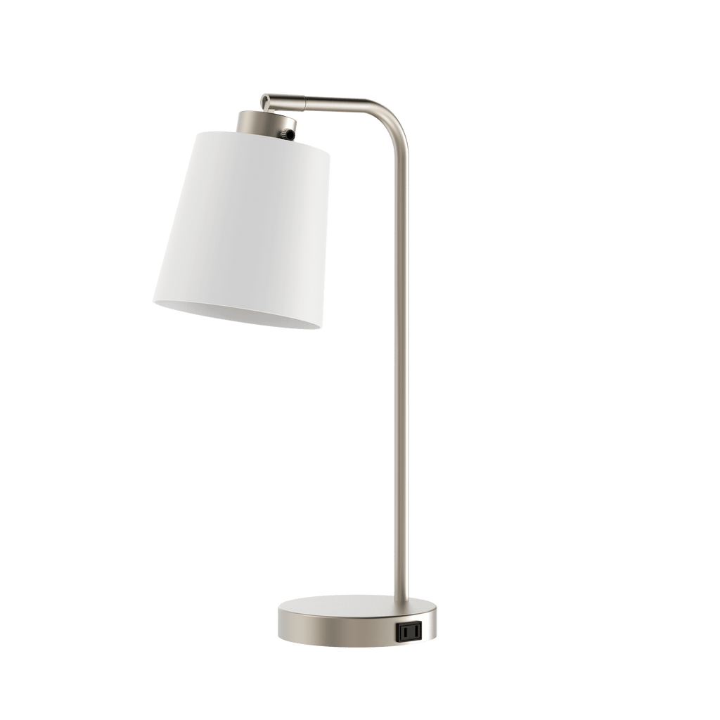 Modern Desk Lamp with Outlet, Brushed - Modern Table Lamp