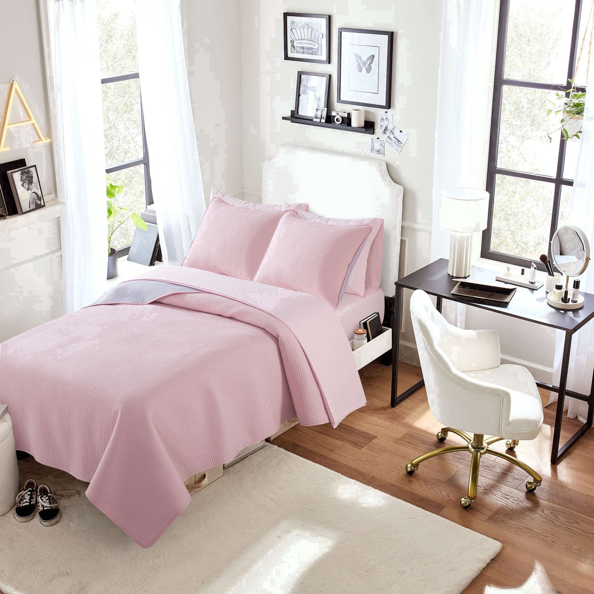2-Piece Pinsonic Quilt Set, Flora, - Microfiber Quilt Set