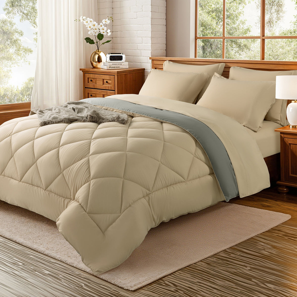 Sonoro Kate Queen Comforter Set Sage - Waterproof Mattress Protector
