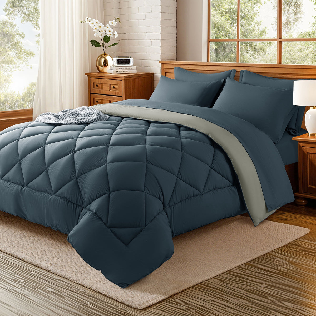 Sonoro Kate Queen Comforter Set Sage - Waterproof Mattress Protector