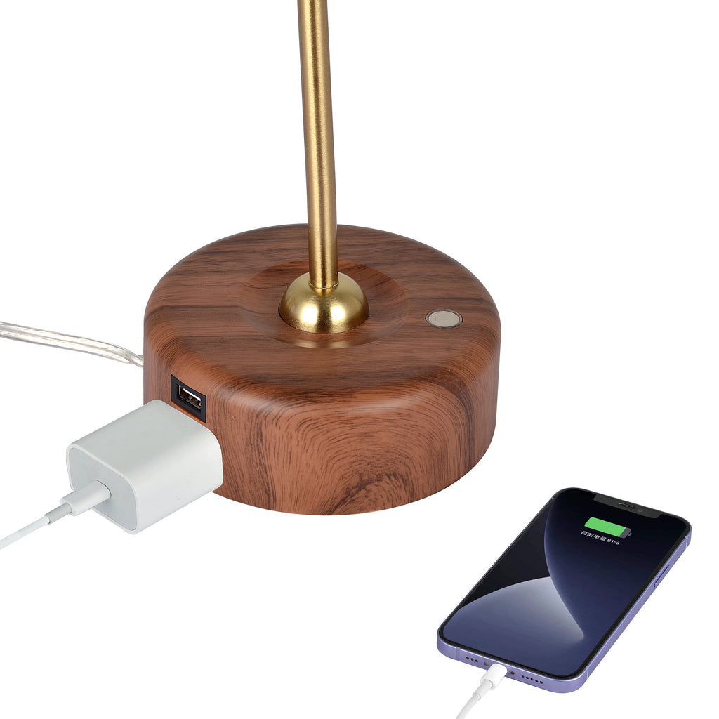 Modern LED Desk Lamp with Wood Grain - Modern Table Lamp