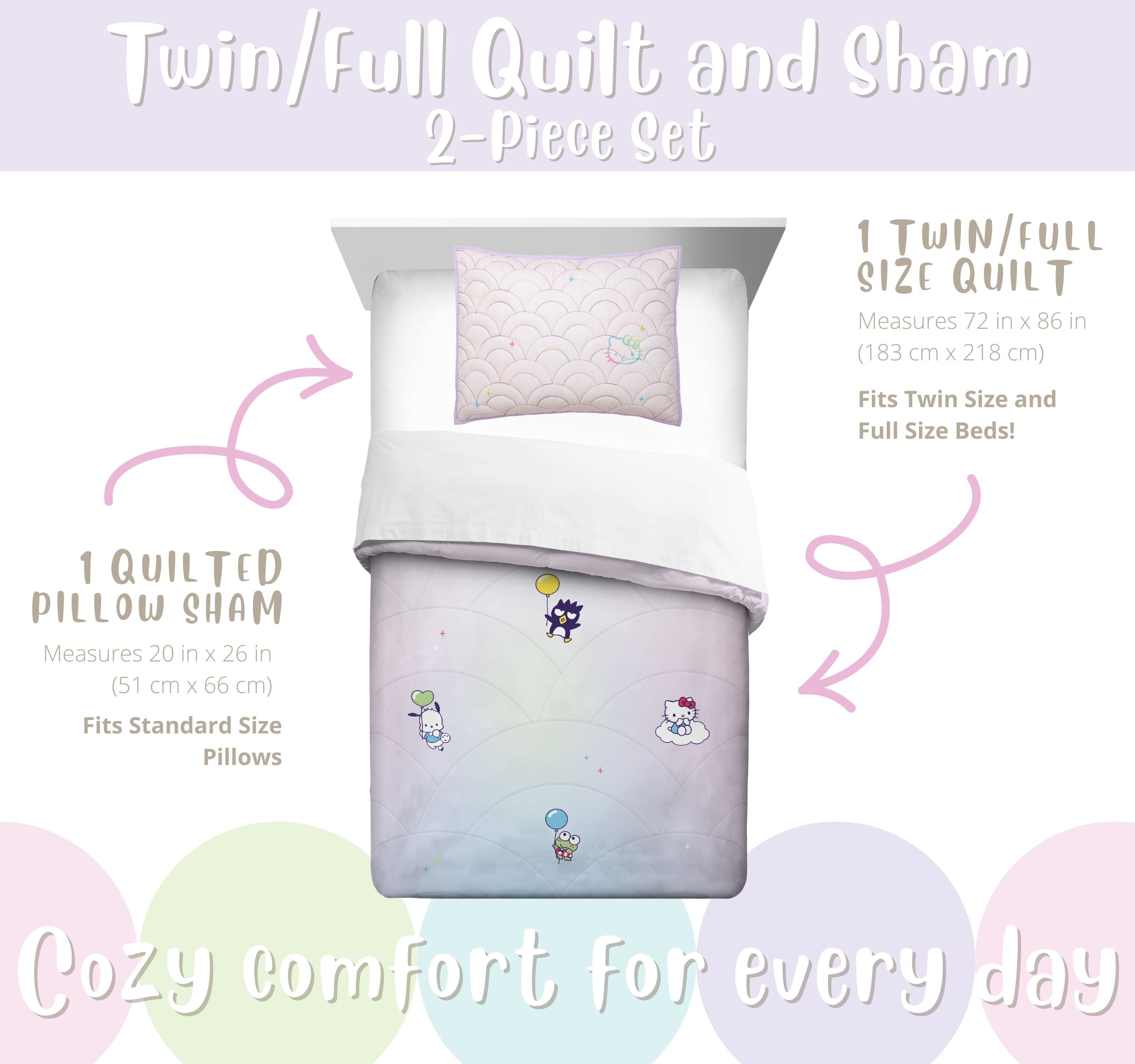 Hello Kitty and Friends Rainbow Ombre 2 - Microfiber Quilt Set