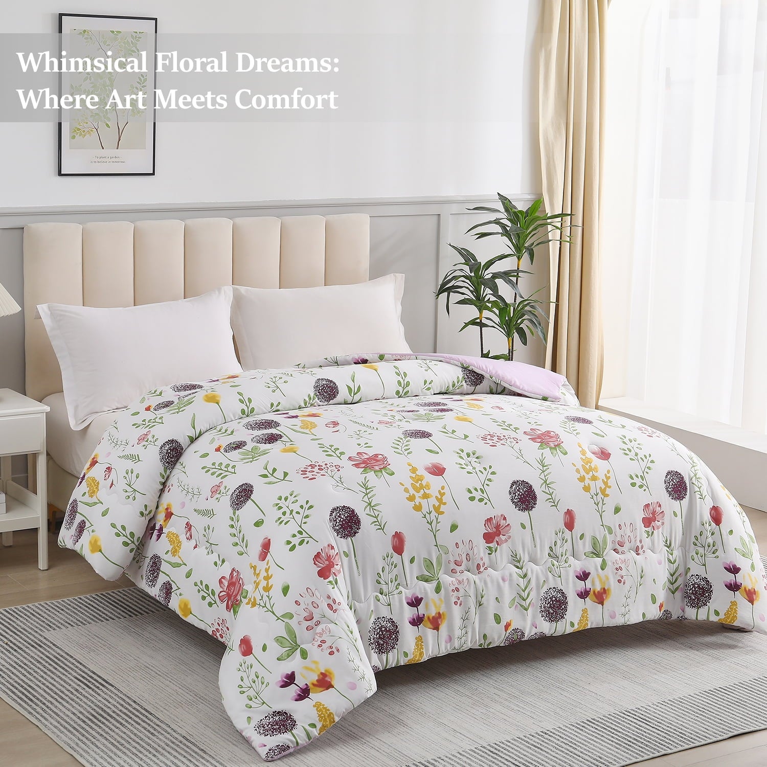 1 Piece Queen Comforter Floral - Comforter Set