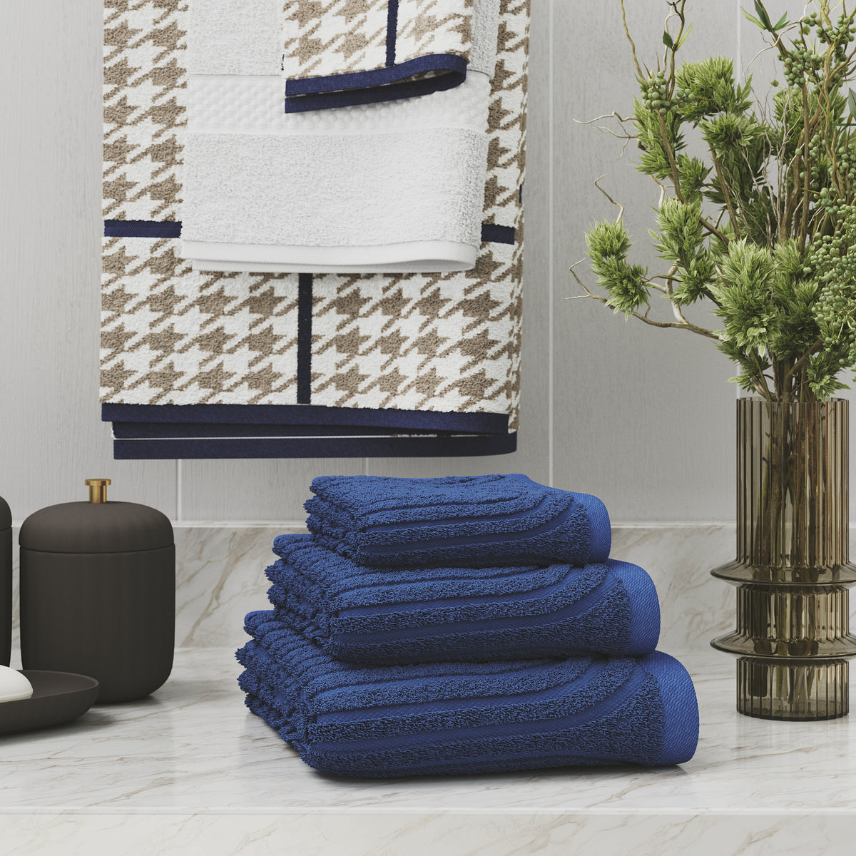 6-Piece Textured Bath Towel Set, Soft - Cotton Bath Towel Set
