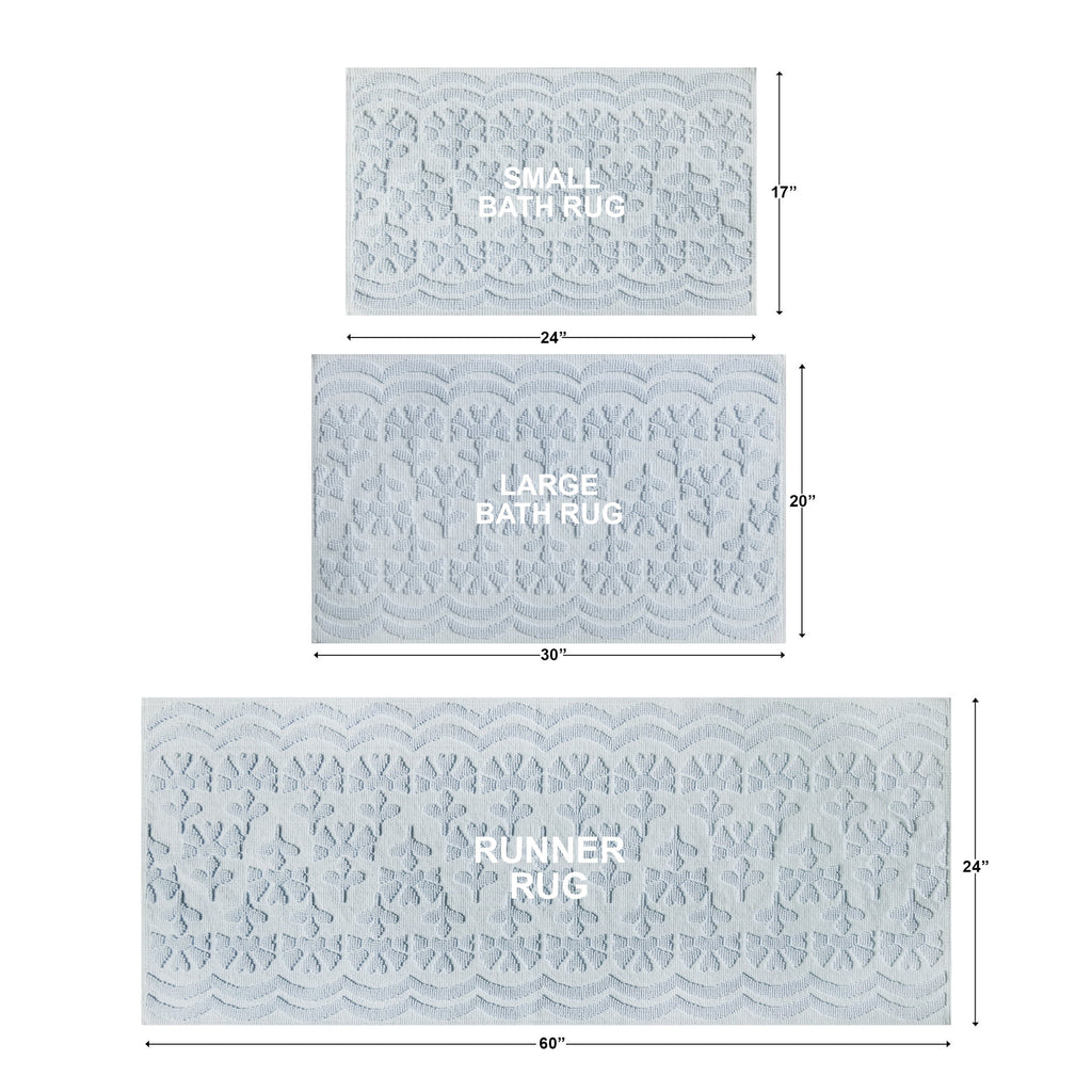 Floral Block Scallop 2 Piece Bath Rug - Washable Area Rug