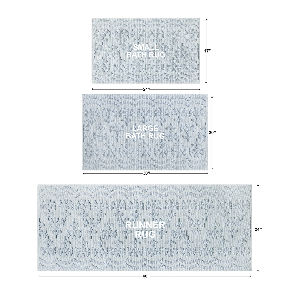 Floral Block Scallop 2 Piece Bath Rug - Washable Area Rug