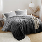 King/Cal King Fluffy Ribbed Plush - Comforter Set