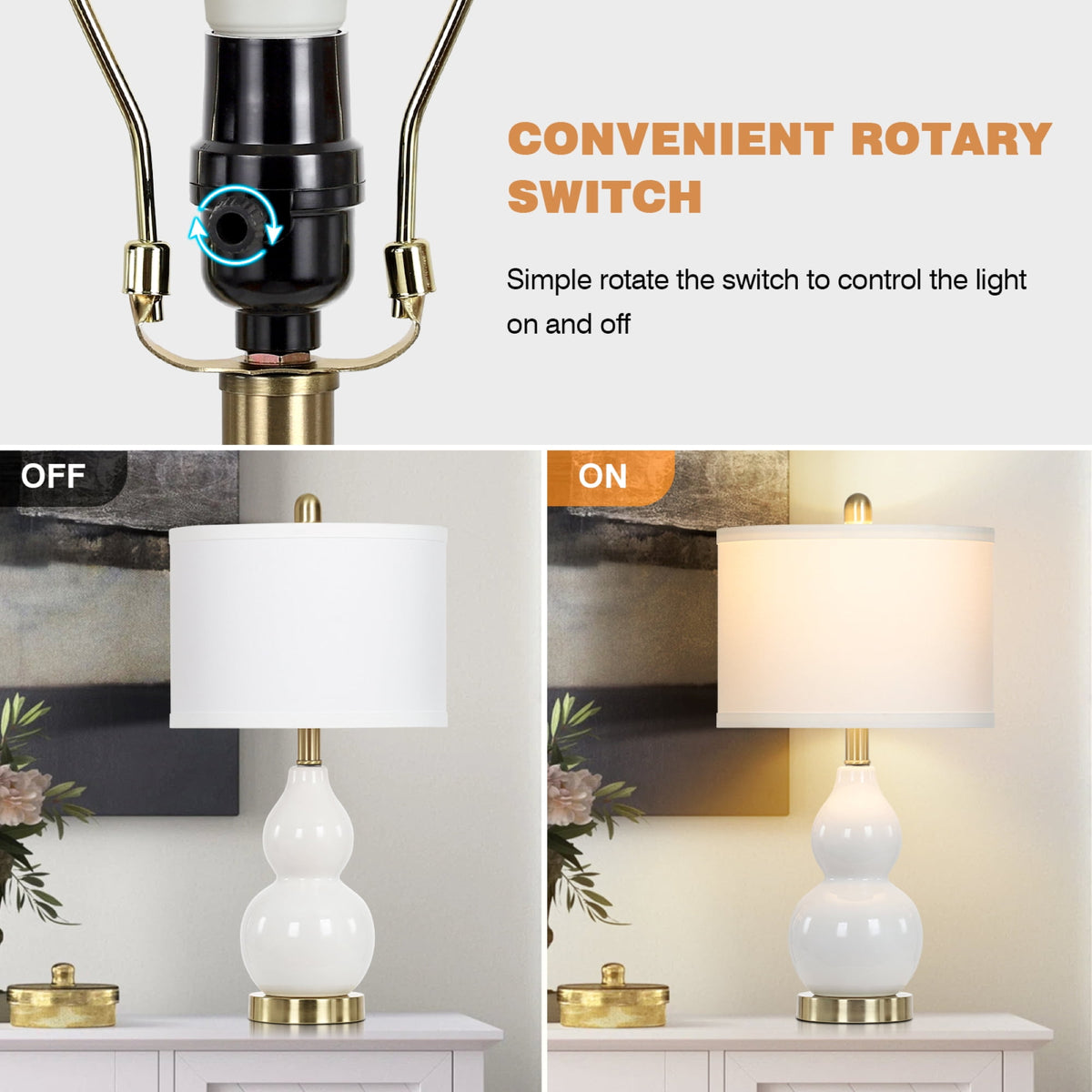 Cinkeda Double Gourd Ceramic Table - Modern Table Lamp
