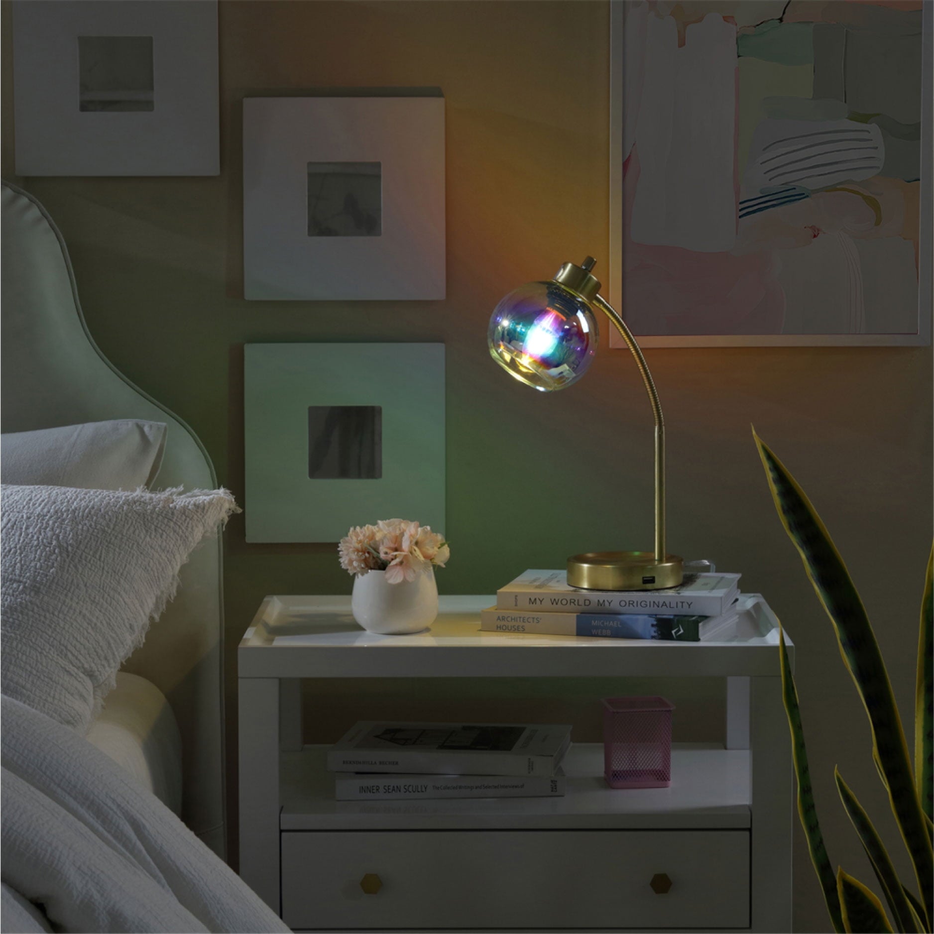 Iridescent Orb Lamp, Gold - Modern Table Lamp