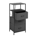 3 Drawer Fabric Nightstand with USB, - Dorm Room Essentials