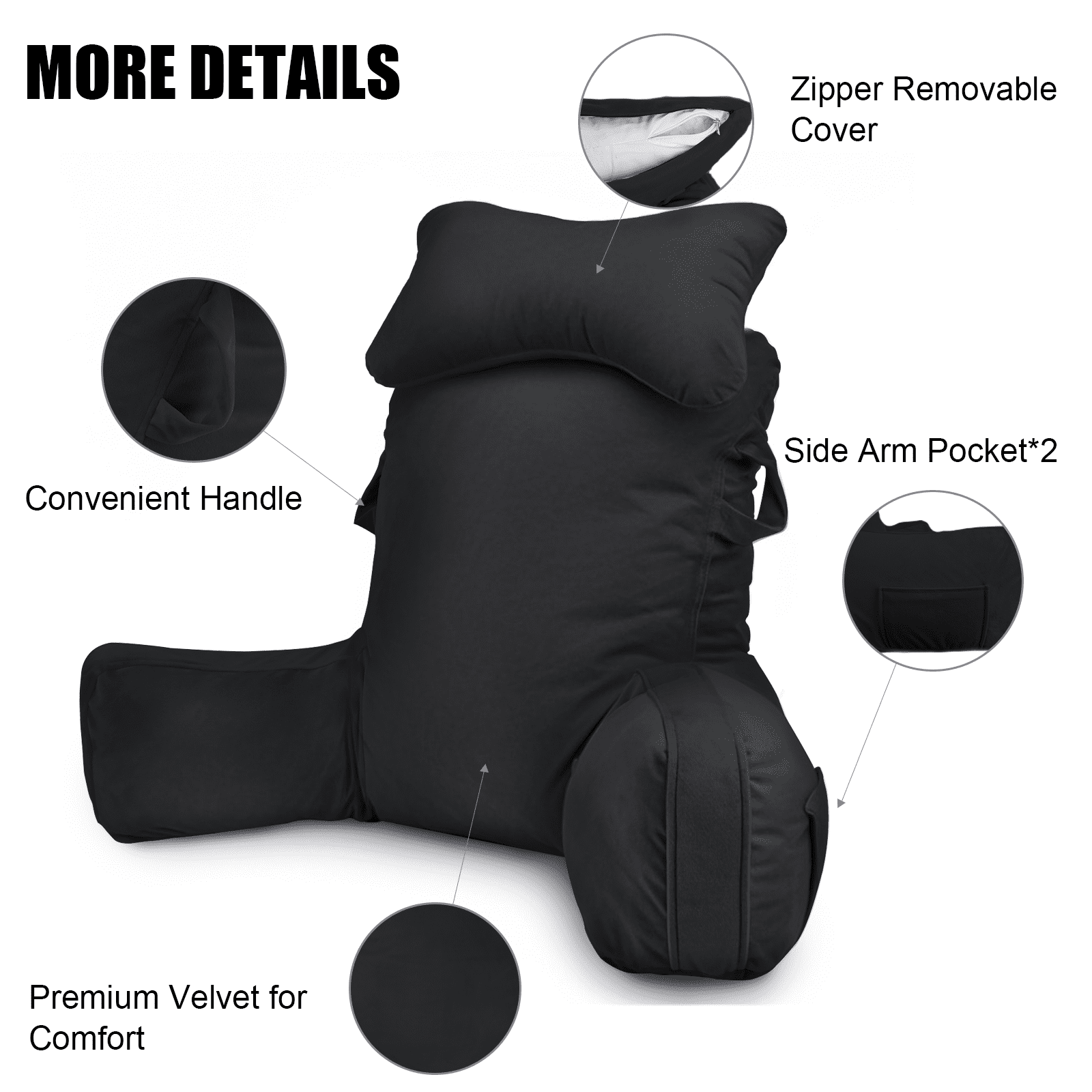 PHOGARY 31inch Reading Pillow for Bed - Reading Pillow