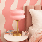 Pink Double Bubble Glass Table Lamp, - Modern Table Lamp