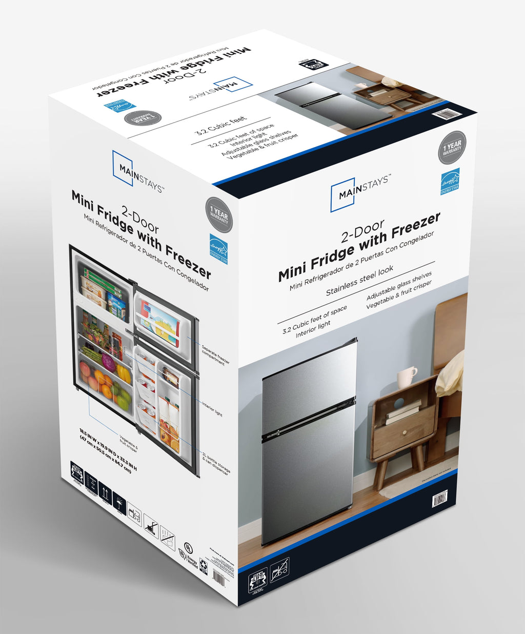 3.2 Cu Ft 2-Door Compact Refrigerator - Dorm Room Essentials