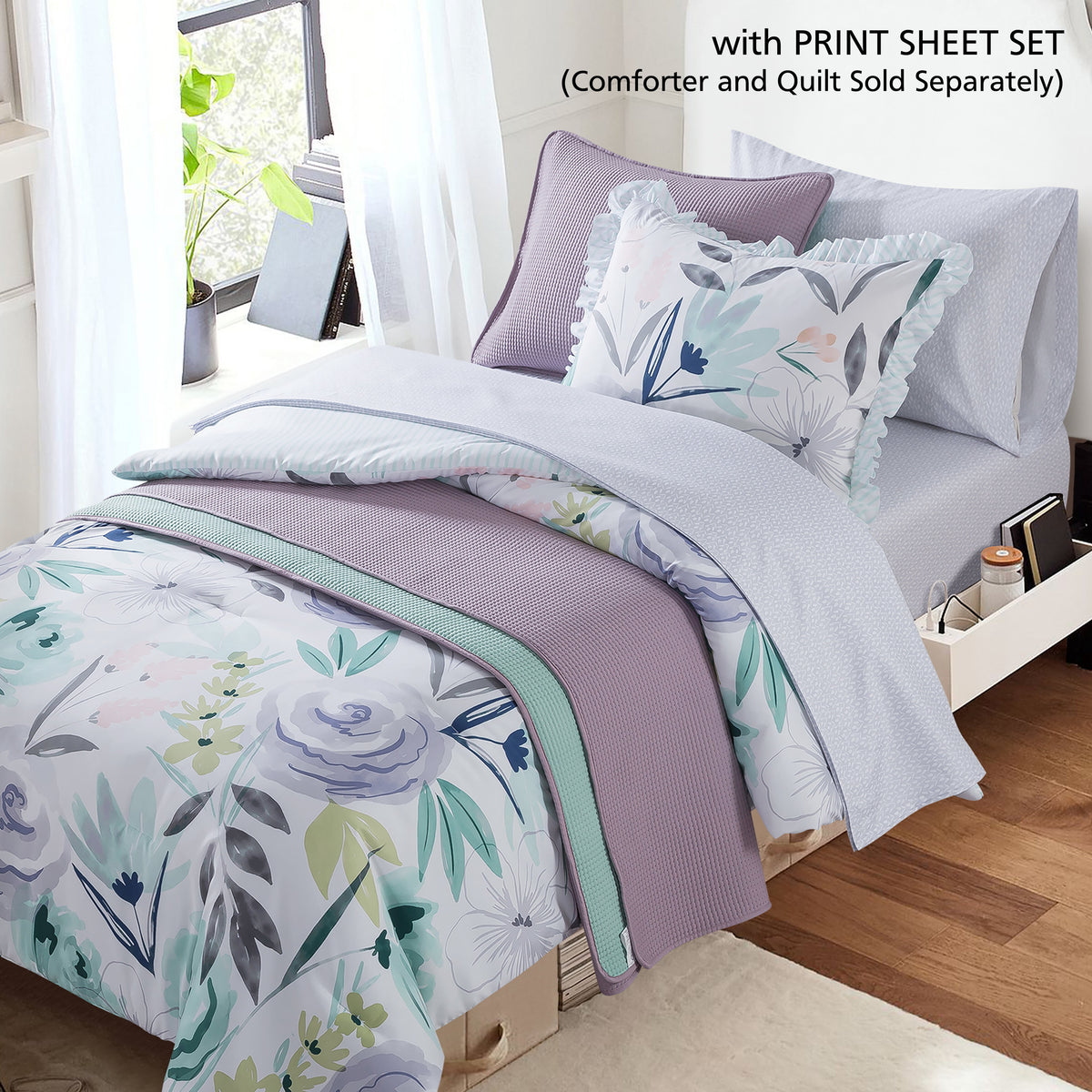 2-Pack Microfiber Sheet Set, One Print, - Soft Bed Sheet Set