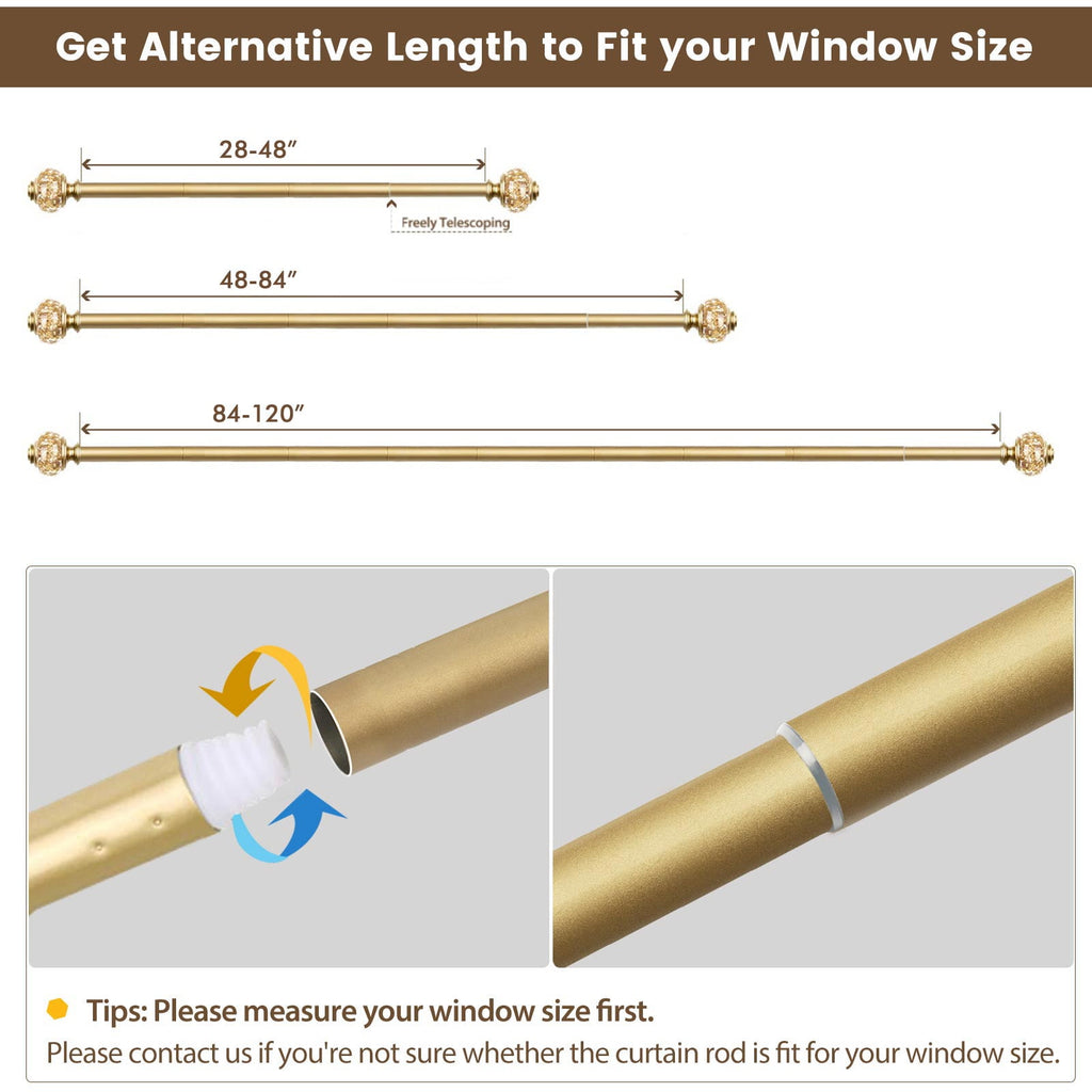 KAMANINA 7/8" Adjustable Single Curtain - Adjustable Curtain Rod