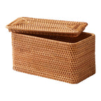 Brown Rattan Organizer Basket with Lid - Dorm Room Essentials
