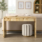 Lillian Velvet Tufted Ottoman, Beige - Dorm Room Essentials